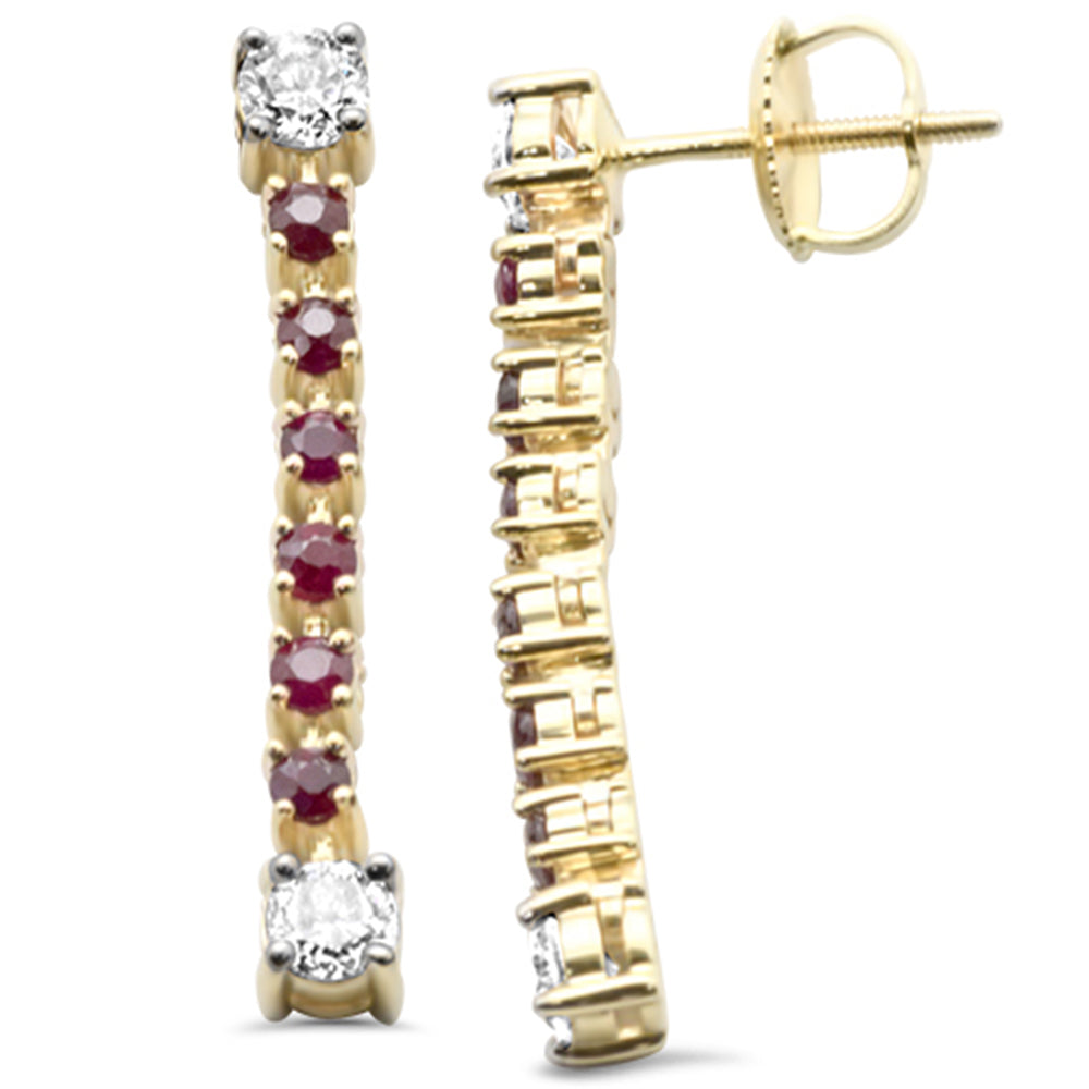 SPECIAL! .98ct G SI 14K Yellow Gold Diamond Garnet Dangling Earrings