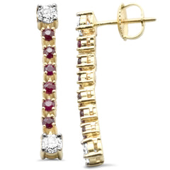 SPECIAL! .98ct G SI 14K Yellow Gold Diamond Garnet Dangling Earrings