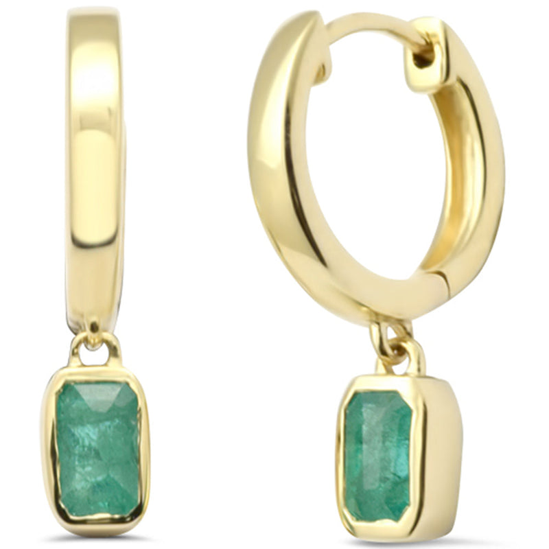 SPECIAL! .51ct G SI 14K Yellow Gold Emerald Gemstone Hoop Earrings
