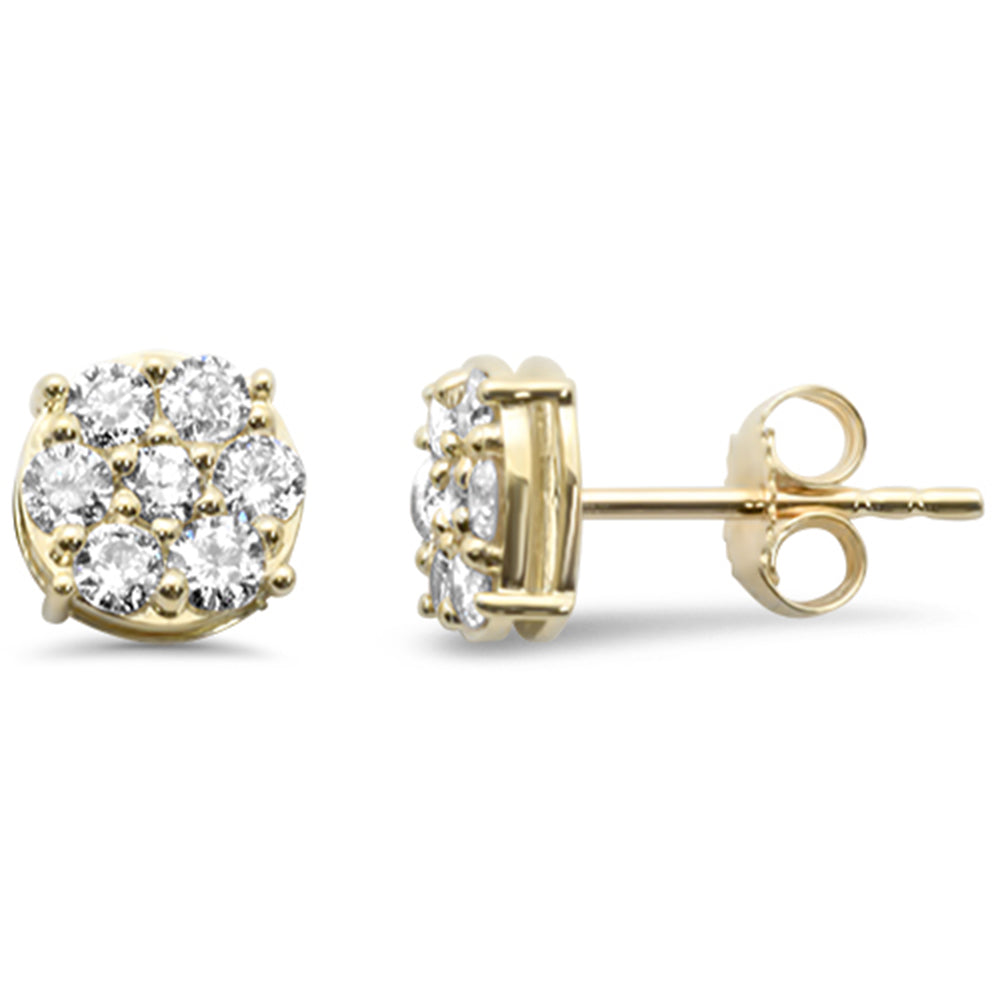 SPECIAL!.74ct G SI 14K Yellow Gold Diamond Round Flower Stud Earrings