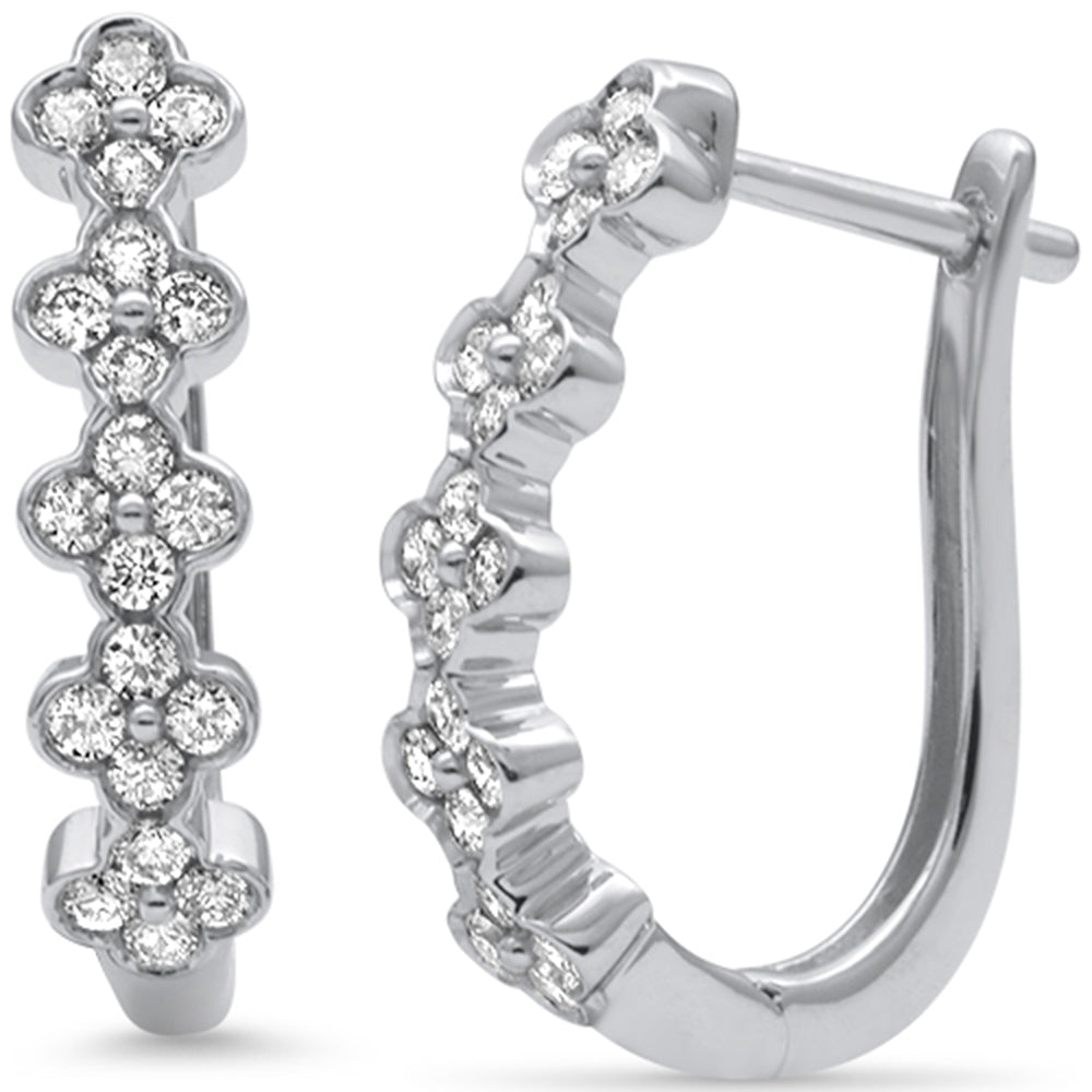 SPECIAL! .50ct G SI 14K White Gold Diamond Petite Hoop Clover Earrings