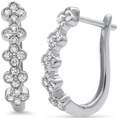 SPECIAL! .50ct G SI 14K White Gold Diamond Petite Hoop Clover Earrings