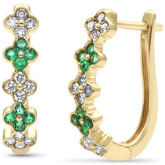 SPECIAL! .53ct G SI 14K Yellow Gold Diamond & Emerald Petite Hoop Earrings