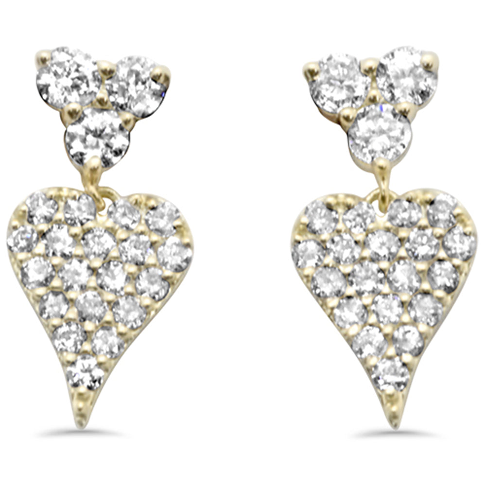 SPECIAL! .34ct G SI 14K Yellow Gold Diamond Heart Dangling Earrings Push Back