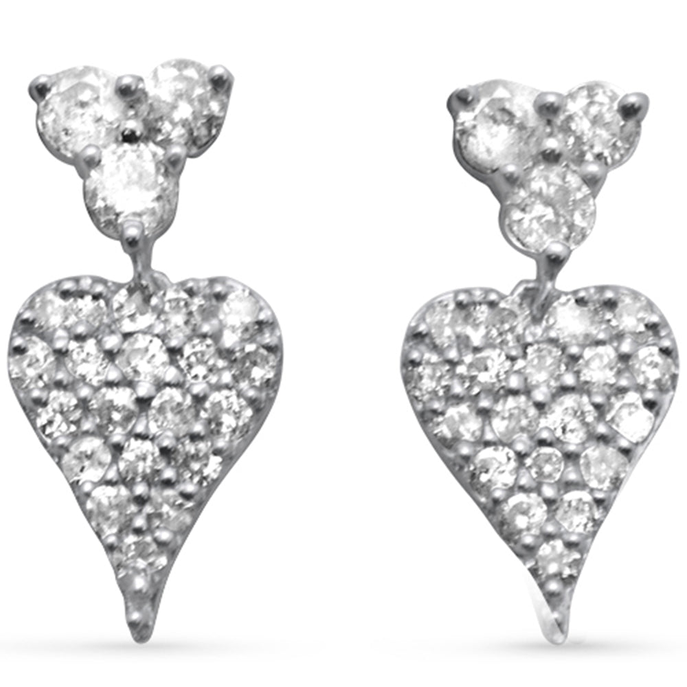 SPECIAL! .34ct G SI 14K White Gold Diamond Heart Dangling Earrings Push Back