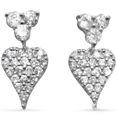 SPECIAL! .34ct G SI 14K White Gold Diamond Heart Dangling Earrings Push Back