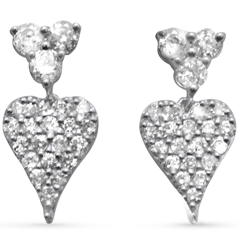 SPECIAL! .34ct G SI 14K White Gold Diamond Heart Dangling Earrings Push Back