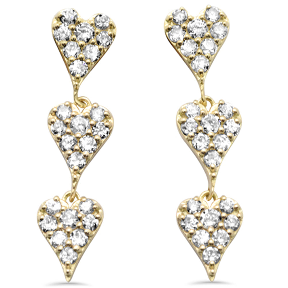 SPECIAL!.33ct G SI 14K Yellow Gold Diamond Heart Dangling Earrings Push Back