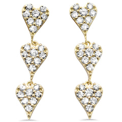 SPECIAL!.33ct G SI 14K Yellow Gold Diamond Heart Dangling Earrings Push Back