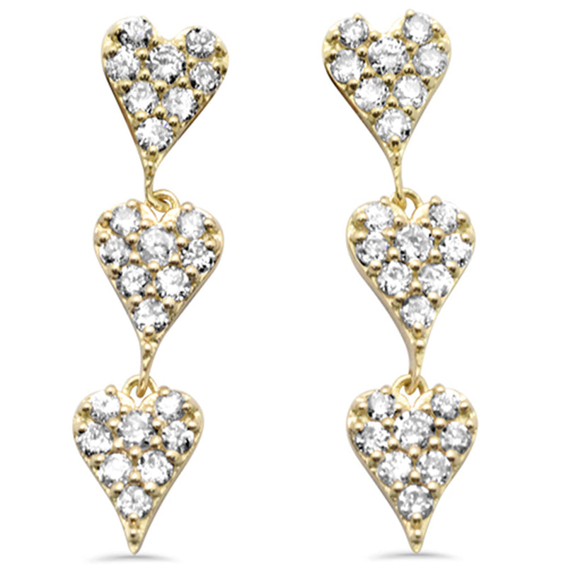 SPECIAL!.33ct G SI 14K Yellow Gold Diamond Heart Dangling Earrings Push Back