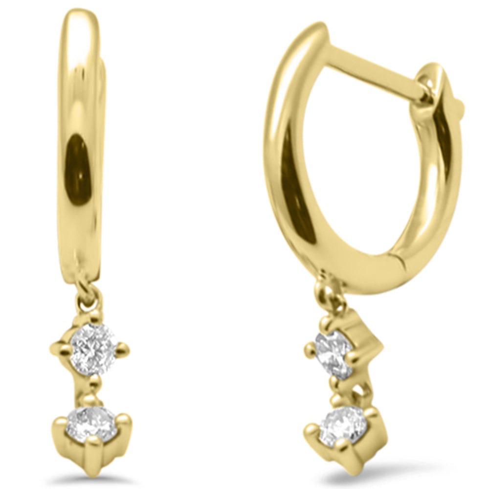 .15ct G SI 14K Yellow Gold Diamond Petite Dangling Hoop Earrings