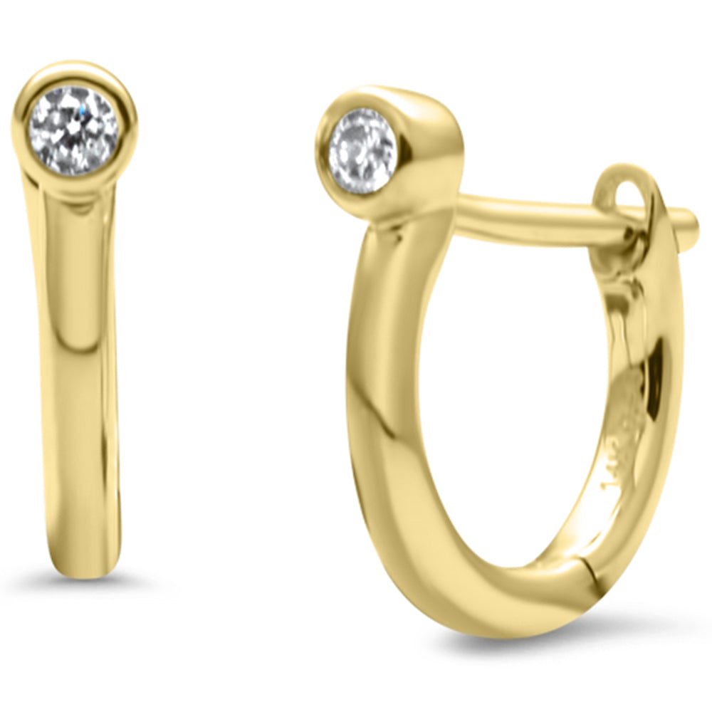 .06ct G SI 14K Yellow Gold Diamond Petite Hoop Earrings