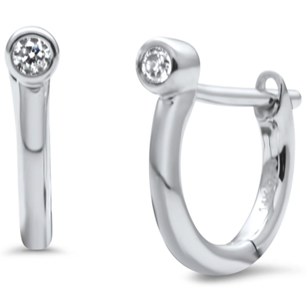 .06ct G SI 14K White Gold Diamond Petite Hoop Earrings