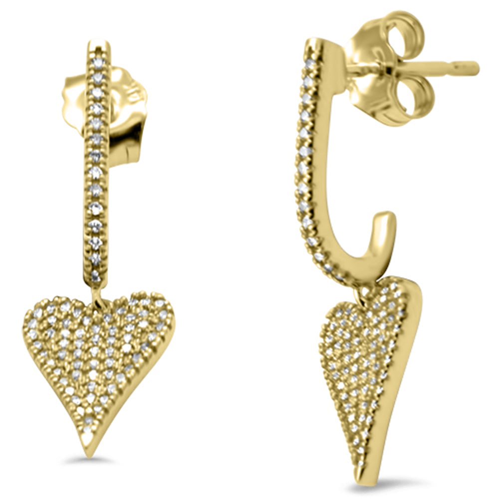 SPECIAL!  .25ct G SI 14K Yellow Gold Diamond Arc Shape Heart Dangling Earrings