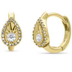 SPECIAL! .19ct G SI 14K Yellow Gold Diamond Pear Shaped Hoop Earrings