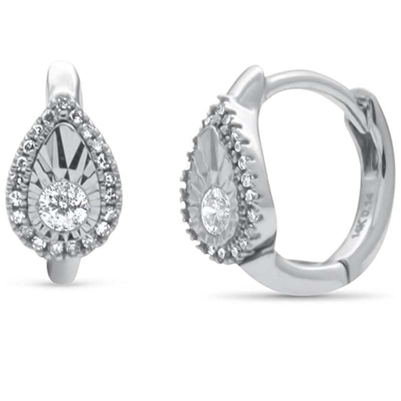 SPECIAL! .14ct G SI 14K White Gold Diamond Pear Shaped Hoop Earrings