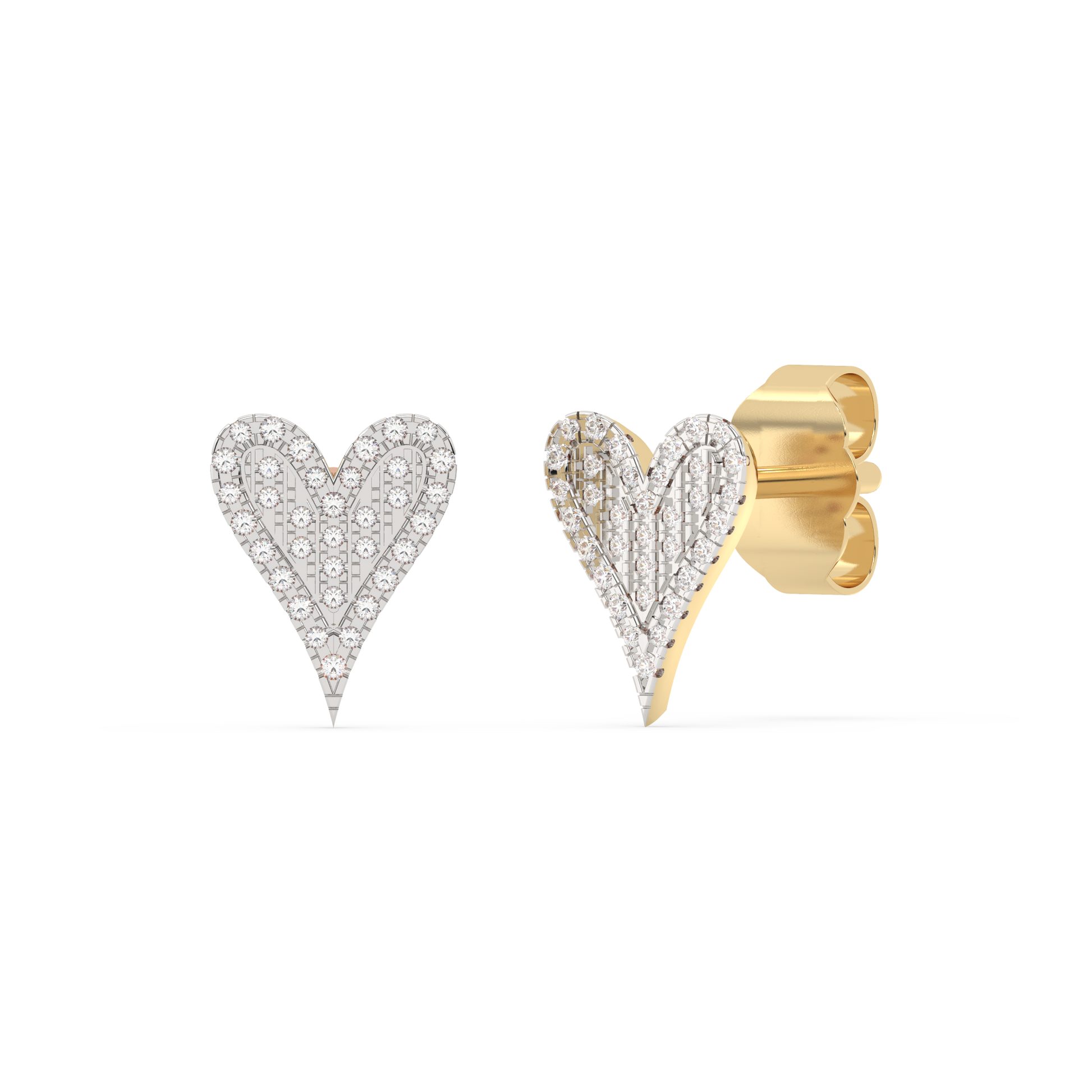 .12ct G SI 14K Yellow Gold Diamond Heart Earrings