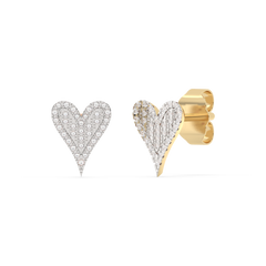 .12ct G SI 14K Yellow Gold Diamond Heart Earrings