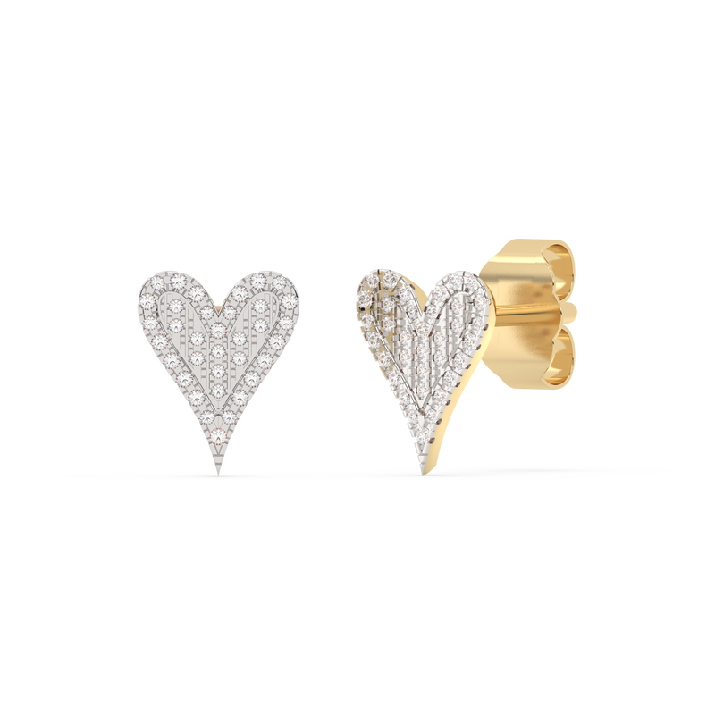 .12ct G SI 14K Yellow Gold Diamond Heart Earrings