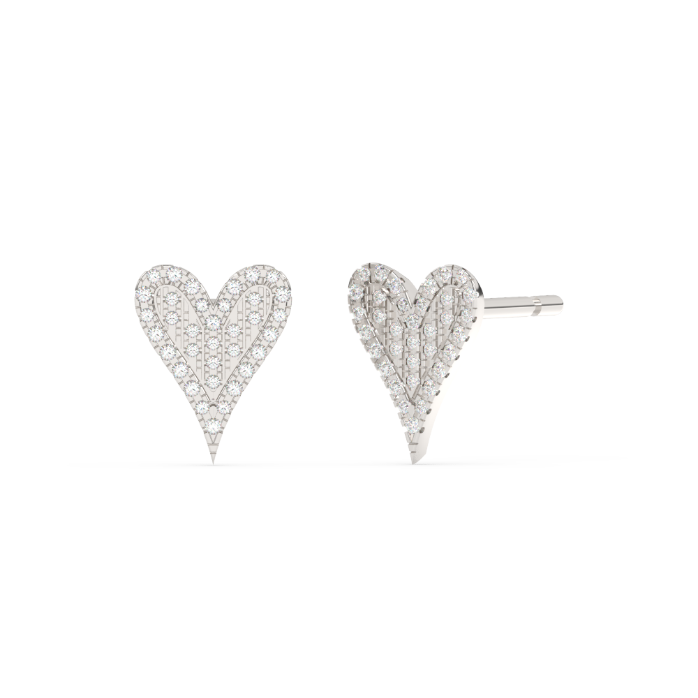 .12ct G SI 14K White Gold Diamond Heart Earrings