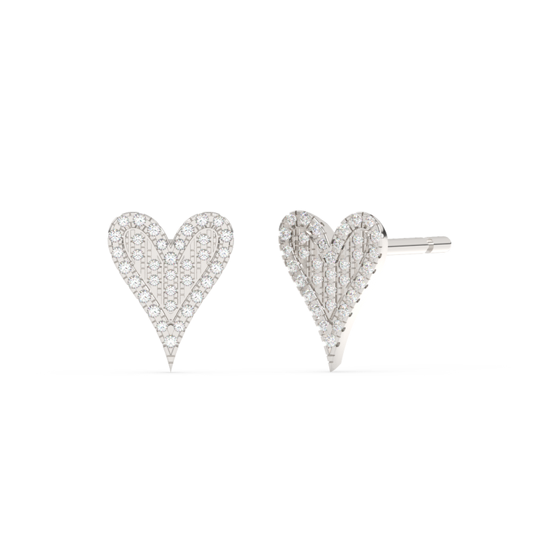 .12ct G SI 14K White Gold Diamond Heart Earrings