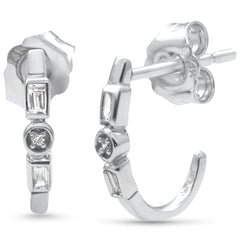 .06ct G SI 14K White Gold Diamond Petite Hoop Earrings