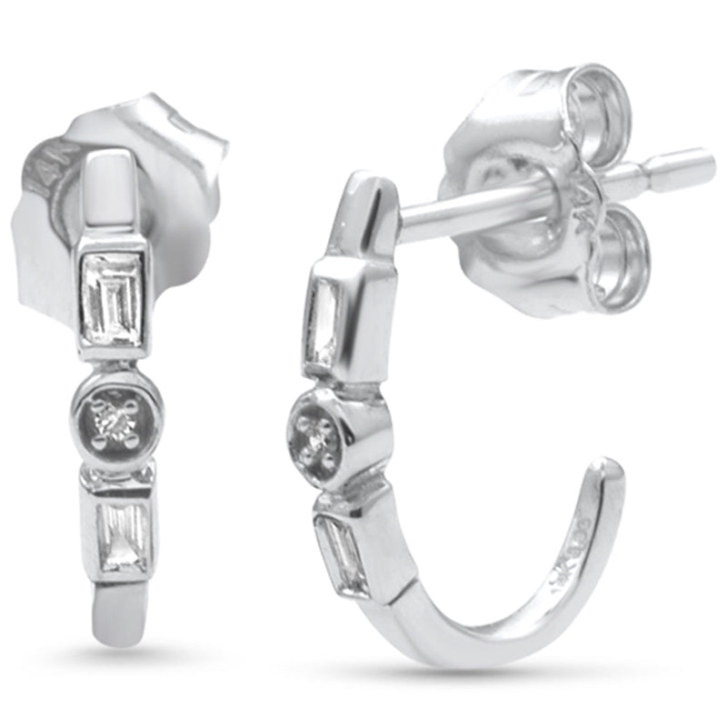 .06ct G SI 14K White Gold Diamond Petite Hoop Earrings
