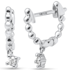 .08ct G SI 14K White Gold Diamond Petite Hoop Earrings