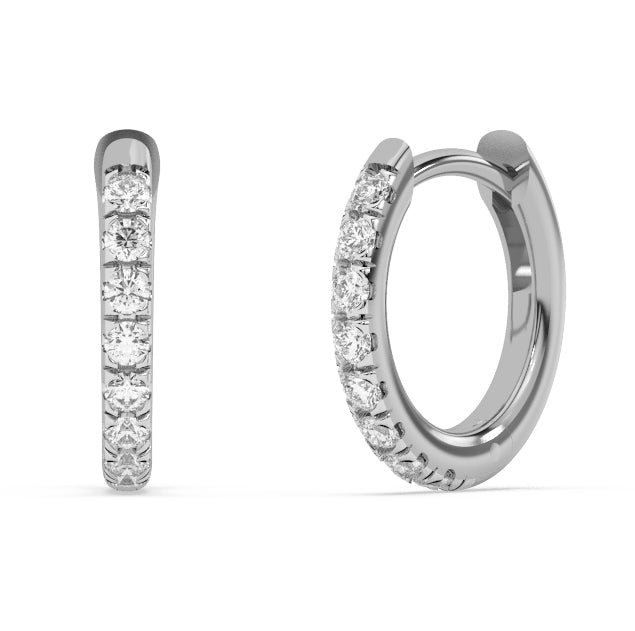 .18ct G SI 14K White Gold Diamond Petite Hoop Earrings