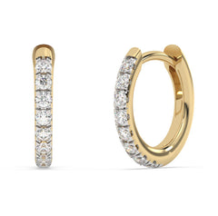 .18ct G SI 14K Yellow Gold Diamond Petite Hoop Earrings