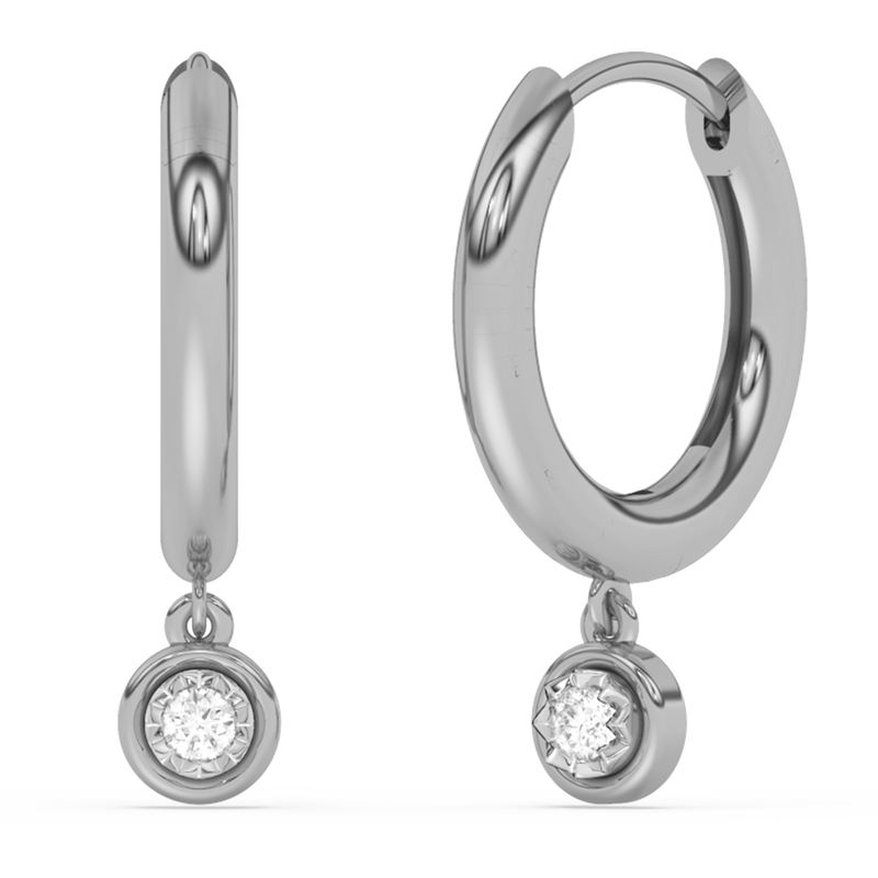 SPECIAL! .08ct G SI 14K White Gold Diamond Petite Hoop Earrings