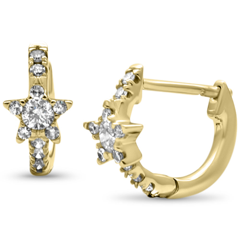 SPECIAL! .26ct G SI 14K Yellow Gold Diamond Star Petite Hoop Earrings