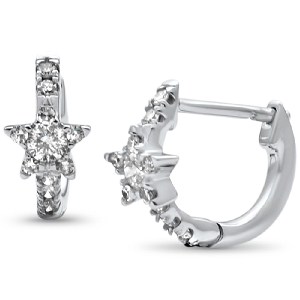 SPECIAL! .26ct G SI 14K White Gold Diamond Star Petite Hoop Earrings