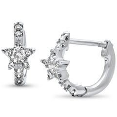 SPECIAL! .26ct G SI 14K White Gold Diamond Star Petite Hoop Earrings