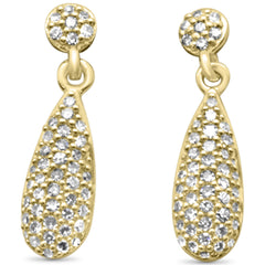 .13ct G SI 14K Yellow Gold Diamond Tear Drop Dangling Earrings
