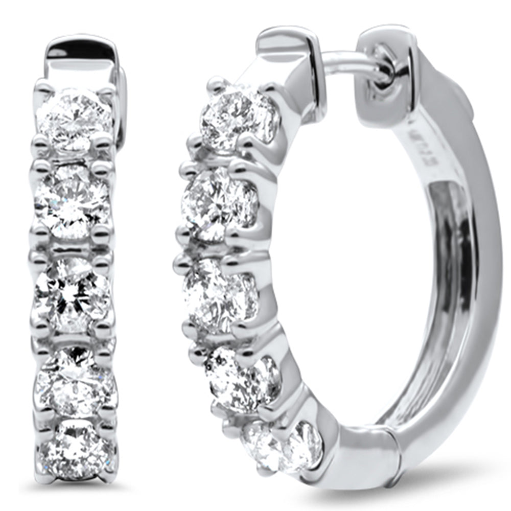 SPECIAL! 2.00ct G SI 14K White Gold Diamond Hoop Huggie Style Earrings