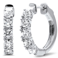 SPECIAL! 2.00ct G SI 14K White Gold Diamond Hoop Huggie Style Earrings