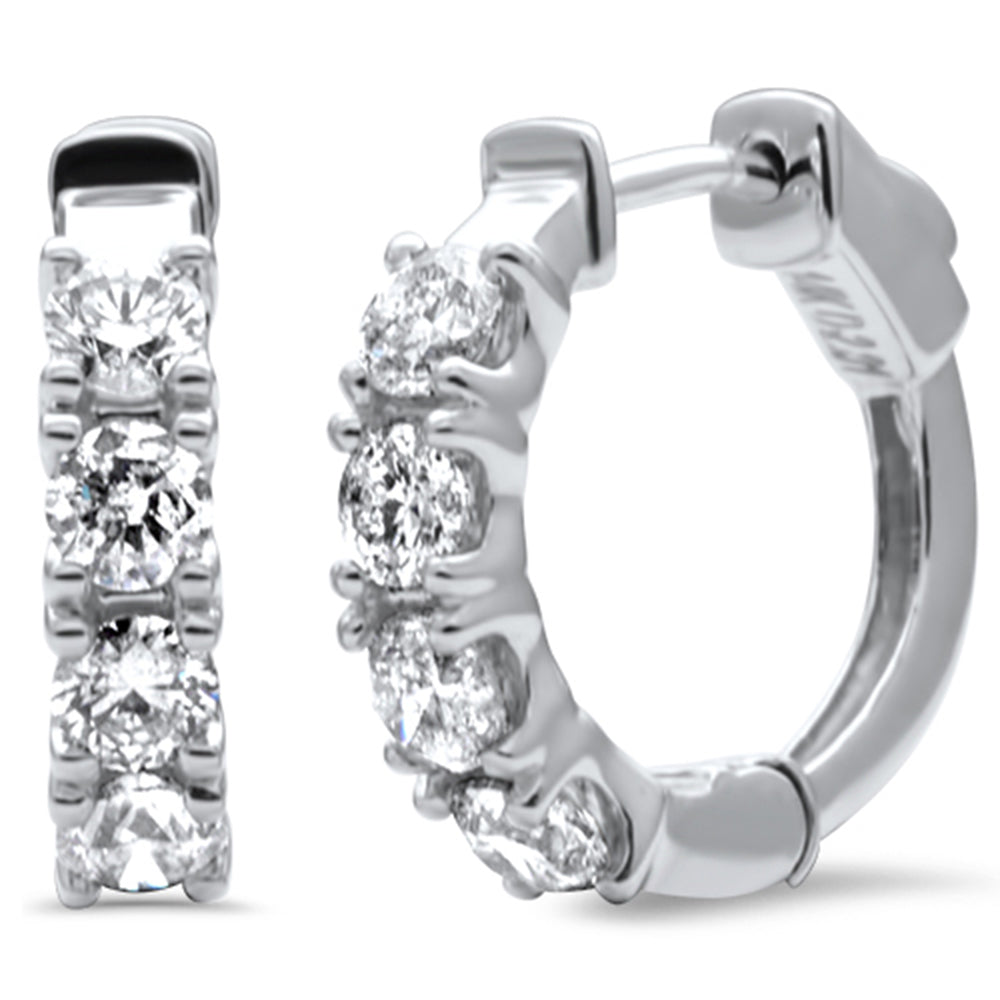 SPECIAL! 2.01ct G SI 14K White Gold Round Diamond Hoop Huggie Style Earrings
