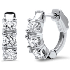 SPECIAL! 1.97ct G SI 14K White Gold Diamond Hoop Huggie Style Earrings
