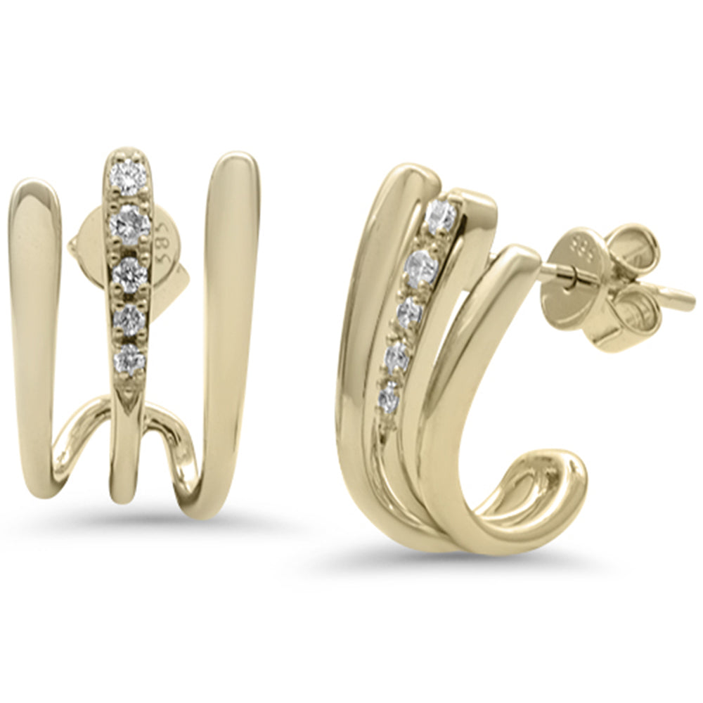SPECIAL! .16ct G SI 14K Yellow Gold Diamond Triple Hoop Earrings  Push Backings