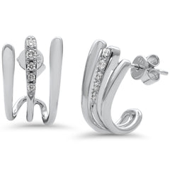 SPECIAL! .16ct G SI 14k White Gold Diamond Triple Hoop Earrings  Push Backings
