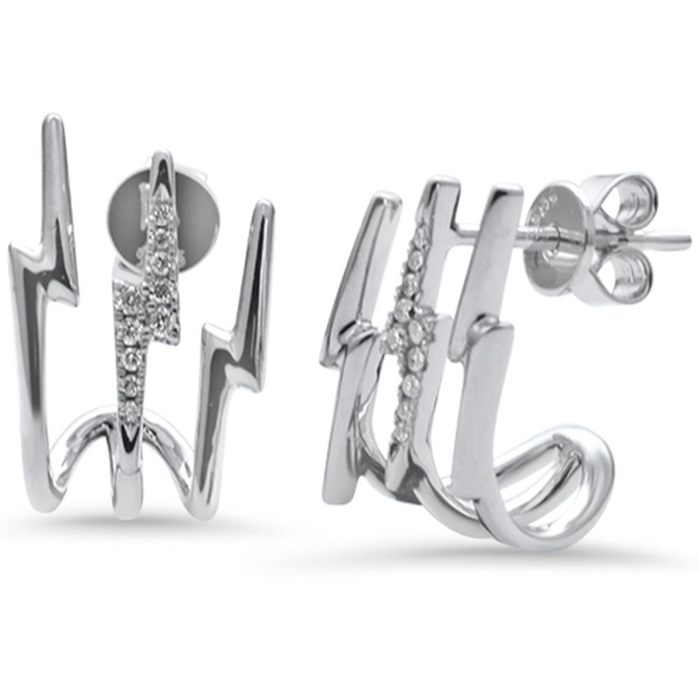 SPECIAL! .09ct G SI 14k White Gold Diamond Triple Hoop Earrings  Push Backings