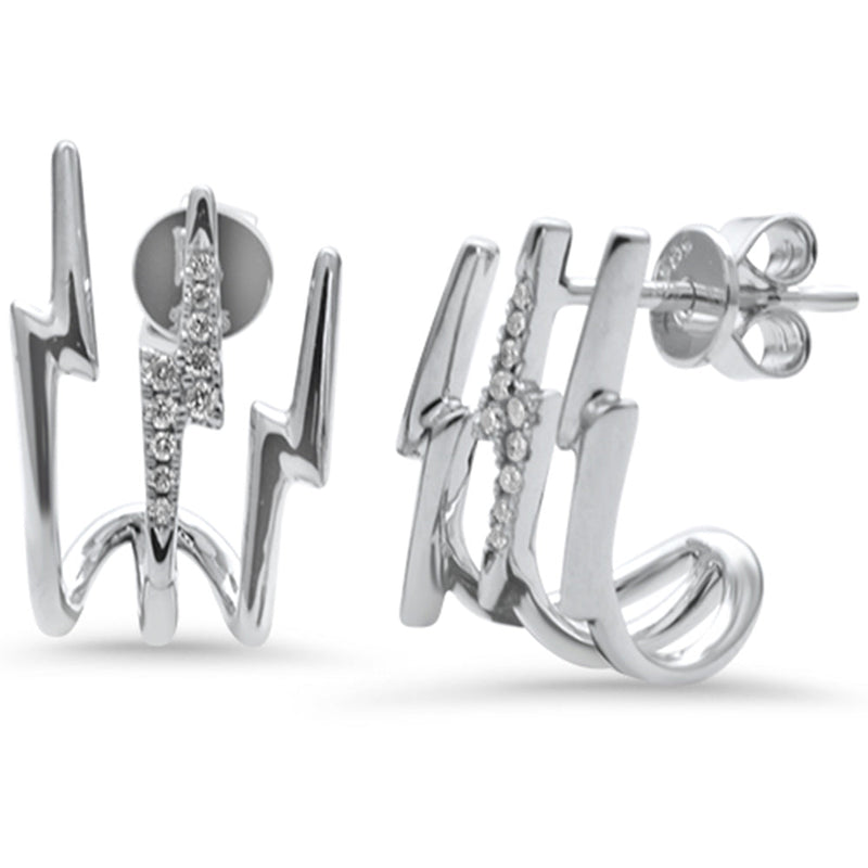 SPECIAL! .09ct G SI 14k White Gold Diamond Triple Hoop Earrings  Push Backings