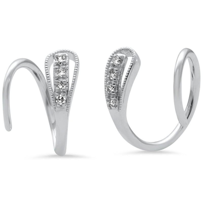 .05ct G SI 14K White Gold Diamond Ear cuff Wire