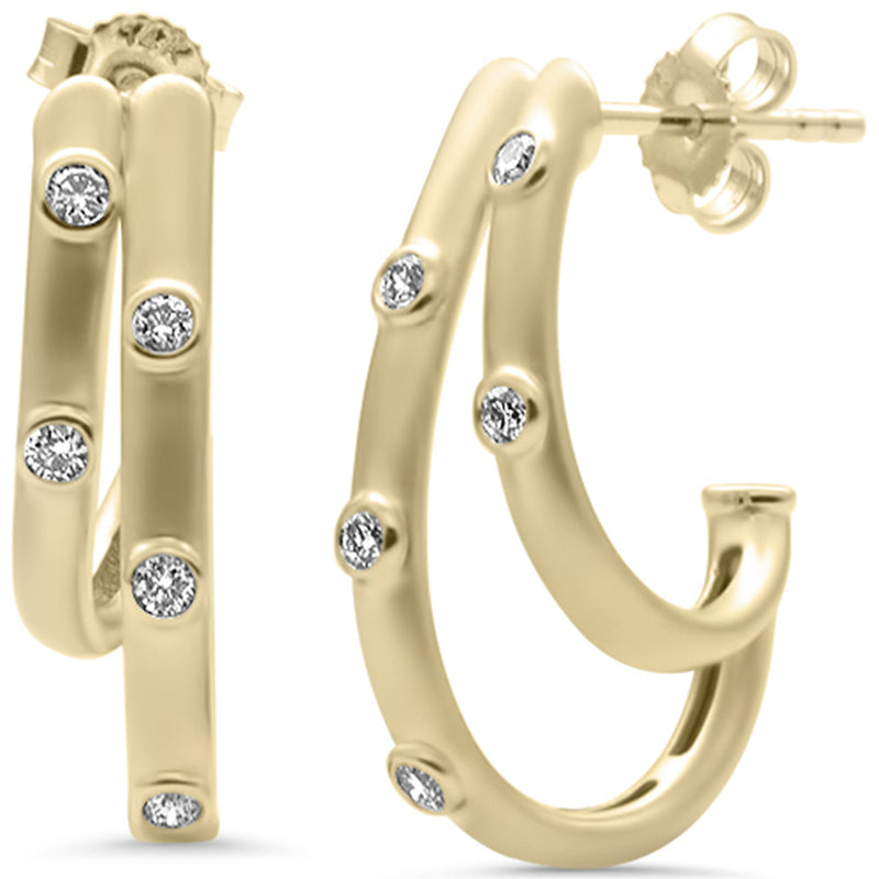 SPECIAL! .19ct G SI 14K Yellow Gold Diamond Double J Hoop Earrings