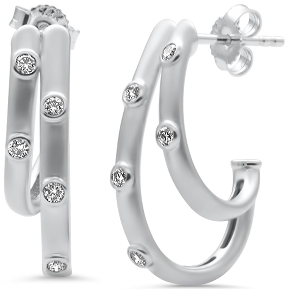 SPECIAL! .20ct G SI 14K White Gold Diamond Double J Hoop Earrings