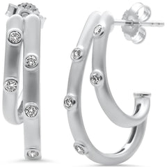SPECIAL! .20ct G SI 14K White Gold Diamond Double J Hoop Earrings