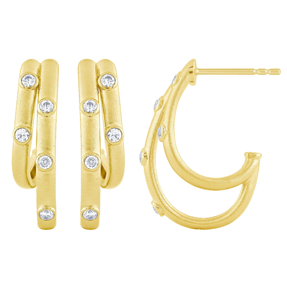 SPECIAL! .19ct G SI 14K Yellow Gold Diamond Double J Hoop Earrings