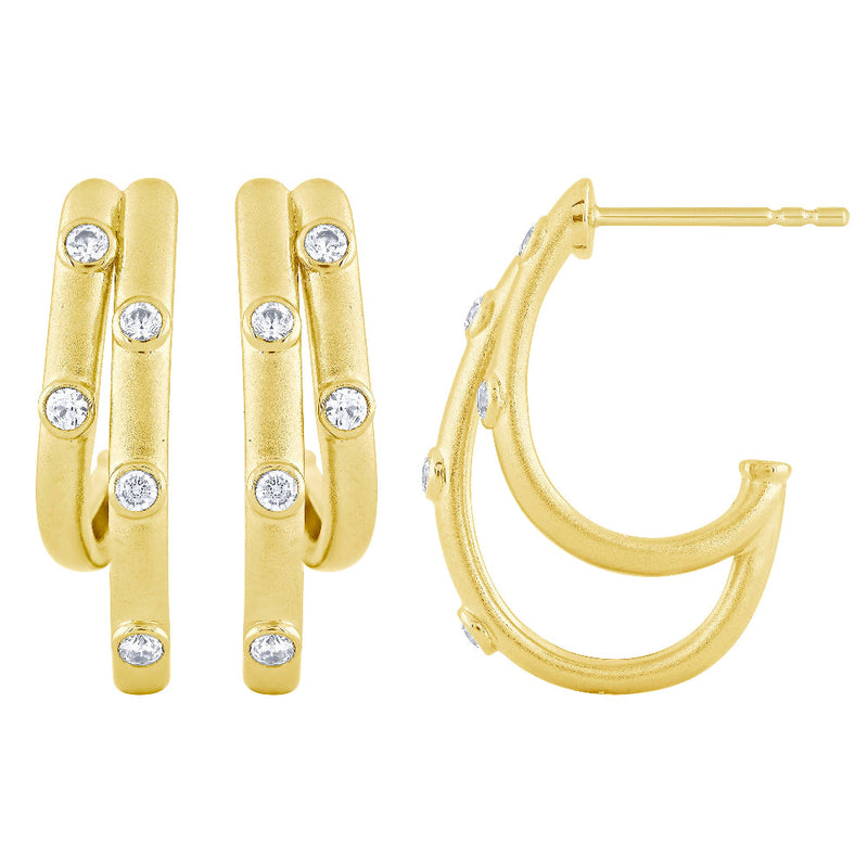 SPECIAL! .19ct G SI 14K Yellow Gold Diamond Double J Hoop Earrings