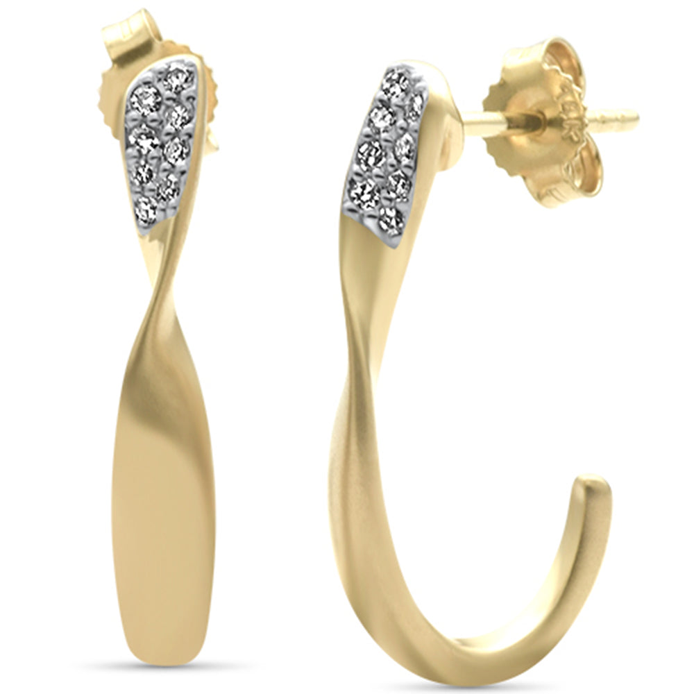 SPECIAL! .10ct G SI 14K Yellow Gold Diamond Twisted J Hoop Earrings
